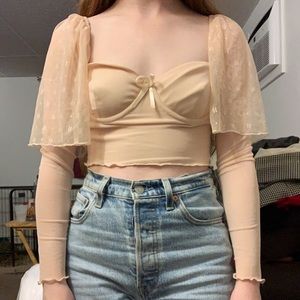 ZYA Pale Pink Butterfly Sleeve Top Size XS